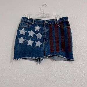Vintage Lauren Ralph Lauren American Patriotic Painted Denim Shorts